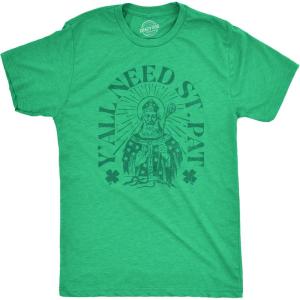 Mens Saint Patricks Day T Shirts Funny St Pattys Tees for Partying Parade Tee for Guys(Heather Green – Yall Need Saint Pats)
