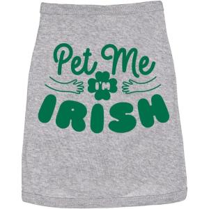 St Patricks Day Dog Shirt – Pet Me Im Irish Print Tee Soft Cotton Holiday Outfit – Funny Dogs T-Shirt for Small and Large Pets Gray, XL(Small)