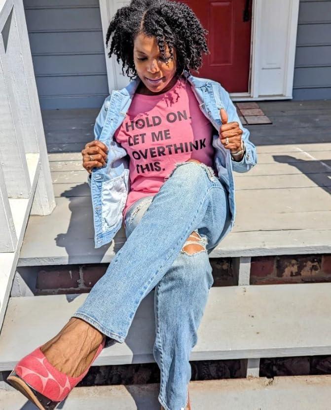 imageCrazy Dog Womens T Shirt Hold On Let Me Overthink This Funny Sarcastic Novelty TeeHeather Black