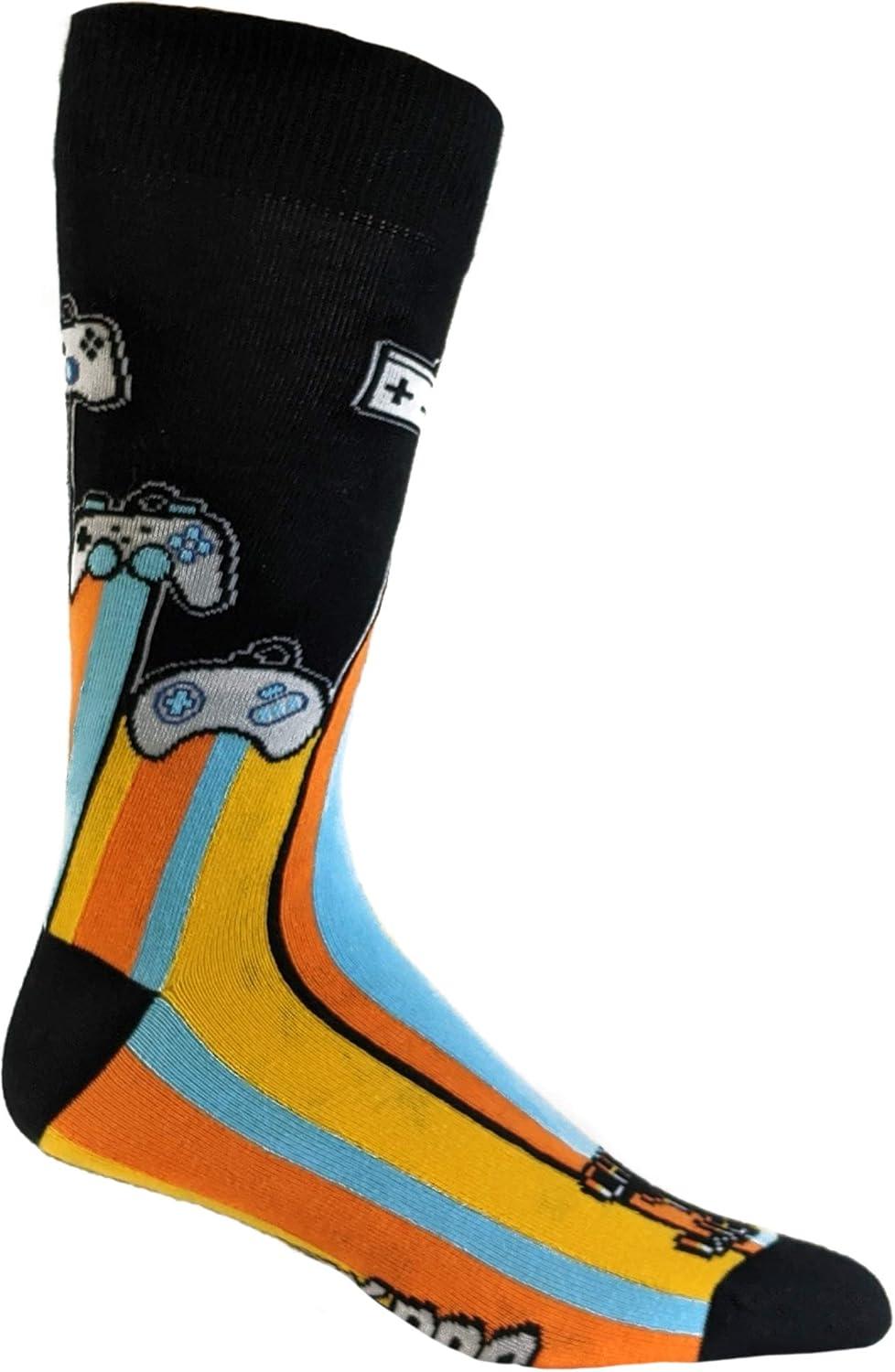 imageFunny Gamer Crew Socks for Men Retro Video Game Controller Print Cool Gaming Socks Novelty Gift for Gamers Nerds and Geeks
