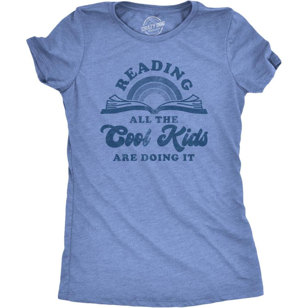 imageFunny Womens TShirts  Coffee Murdery and More Sarcastic Shirts for Cool Ladies with SassHeather Light Blue  Reading Cool Kids