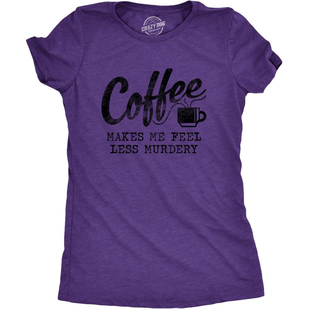 imageFunny Womens TShirts  Coffee Murdery and More Sarcastic Shirts for Cool Ladies with SassHeather Purple  Coffee Murdery