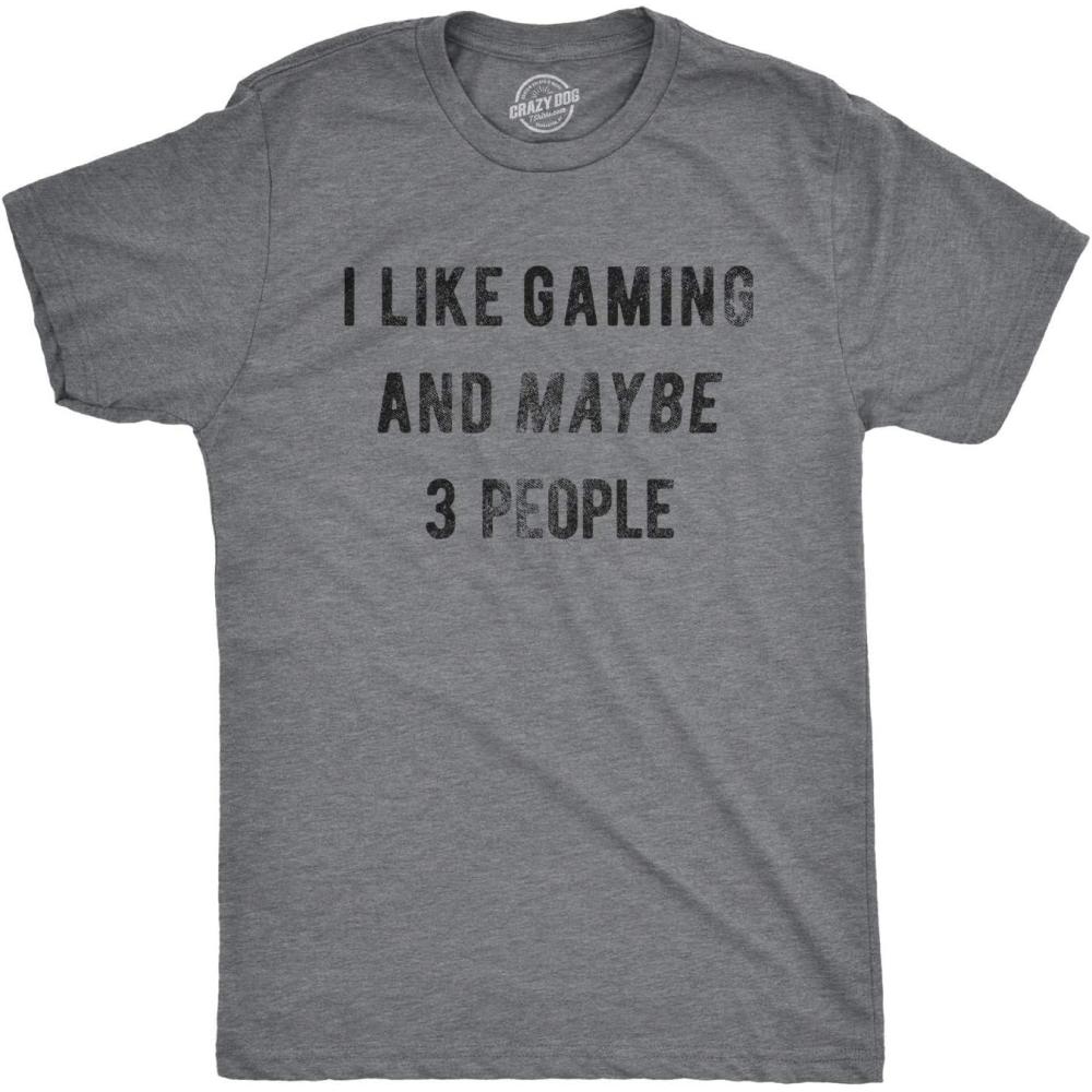 imageMens I Like Gaming and Maybe 3 People T Shirt Funny Video Gamer Gift Cool GamingDark Heather Grey