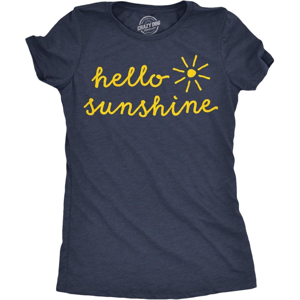 imageWomens Funny T Shirts Hello Sunshine Sarcastic Graphic Novelty Tee for Ladies