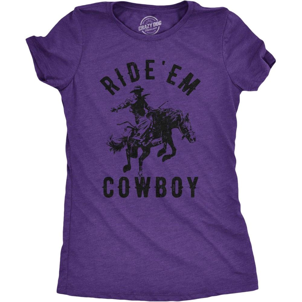 imageWomens Sarcastic T Shirts Funny Tees with Snarky Sayings on Cute Shirts for WomenHeather Purple Ride Em