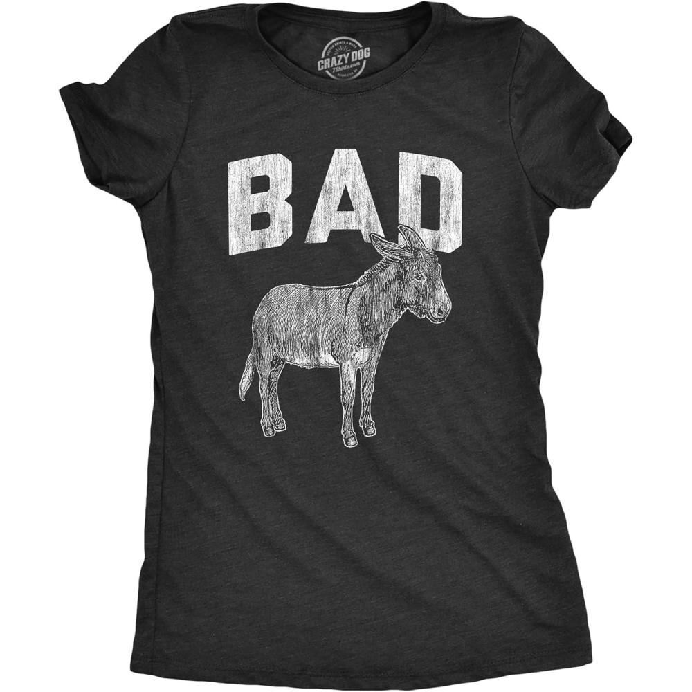 imageWomens Sarcastic T Shirts with Funny Sayings Novelty Graphic Tees for WomenHeather Black Bad a