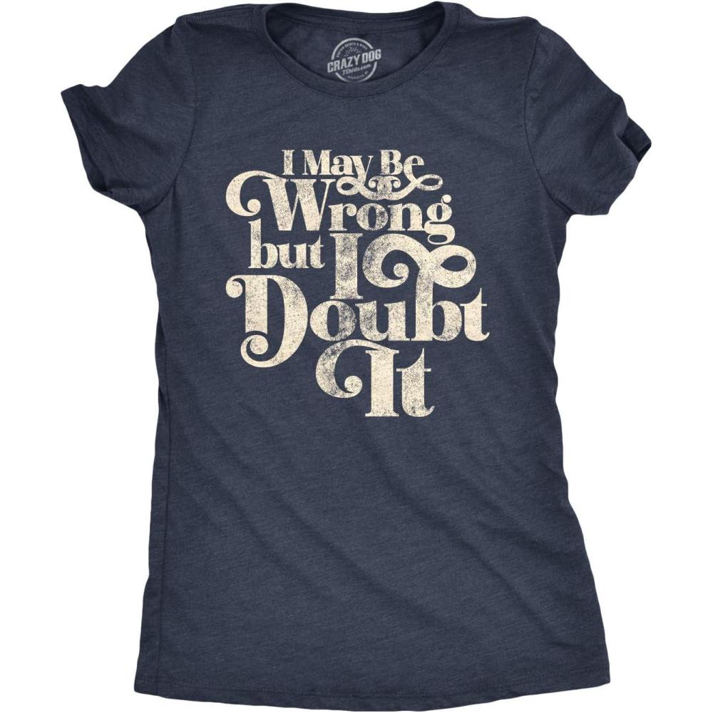 imageWomens Sarcastic T Shirts with Funny Sayings Novelty Graphic Tees for WomenHeather Navy Doubt It