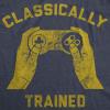 Mens Classically Trained T Shirt Funny Gaming Gift Nerd Gamer Retro Geek Tee(Heather Navy – Classically Trained)