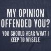 Womens Sarcastic T Shirts with Funny Sayings Novelty Graphic Tees for Women(Heather Navy – Opinion Offended)
