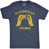 Mens Classically Trained T Shirt Funny Gaming Gift Nerd Gamer Retro Geek Tee(Heather Navy – Classically Trained)