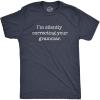 Mens Silently Correcting Your Grammar Funny T Shirt Nerdy Sarcastic Tee Graphic(Heather Heather Navy)