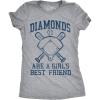 Womens Diamonds are A Girls Best Friend Tshirt Funny Cute Baseball for Ladies(Light Heather Grey)