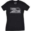 Womens Think Outside No Box Necessary Funny Cool Camping Graphic Funny T Shirt(Black)