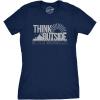 Womens Think Outside No Box Necessary Funny Cool Camping Graphic Funny T Shirt(Navy)