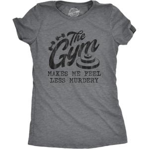 Funny Womens T-Shirts – Coffee Murdery and More Sarcastic Shirts for Cool Ladies with Sass(Dark Heather Grey – Gym Murdery)