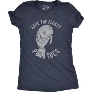 Funny Womens T-Shirts – Coffee Murdery and More Sarcastic Shirts for Cool Ladies with Sass(Heather Navy – Floaty Potatoes)