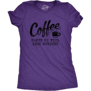 Funny Womens T-Shirts – Coffee Murdery and More Sarcastic Shirts for Cool Ladies with Sass(Heather Purple – Coffee Murdery)