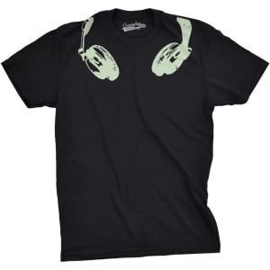 Mens Glow in The Dark Headphones T Shirt Cool Music Lover DJ Funny Graphic Tee(Black)