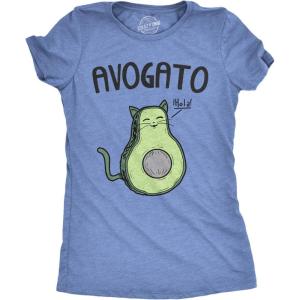 Womens Avogato Funny T Shirt Avocado Cat Cute Face Graphic Novelty Tee for Girls(Heather Light Blue – Avogato)