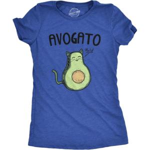 Womens Avogato Funny T Shirt Avocado Cat Cute Face Graphic Novelty Tee for Girls(Heather Royal – Avogato)