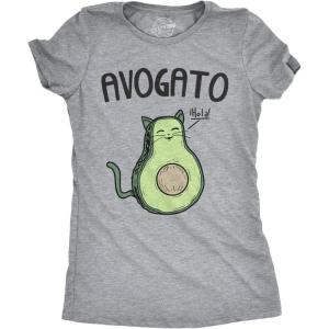 Womens Avogato Funny T Shirt Avocado Cat Cute Face Graphic Novelty Tee for Girls(Light Heather Grey – Avogato)