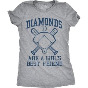 Womens Diamonds are A Girls Best Friend Tshirt Funny Cute Baseball for Ladies(Light Heather Grey)