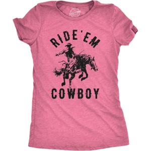 Womens Sarcastic T Shirts Funny Tees with Snarky Sayings on Cute Shirts for Women(Heather Pink – Ride Em)