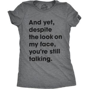 Womens Sarcastic T Shirts with Funny Sayings Novelty Graphic Tees for Women(Dark Heather Grey – Still Talking)