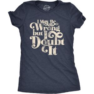 Womens Sarcastic T Shirts with Funny Sayings Novelty Graphic Tees for Women(Heather Navy – Doubt It)