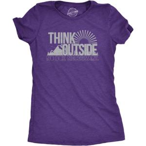 Womens Think Outside No Box Necessary Funny Cool Camping Graphic Funny T Shirt(Heather Purple)