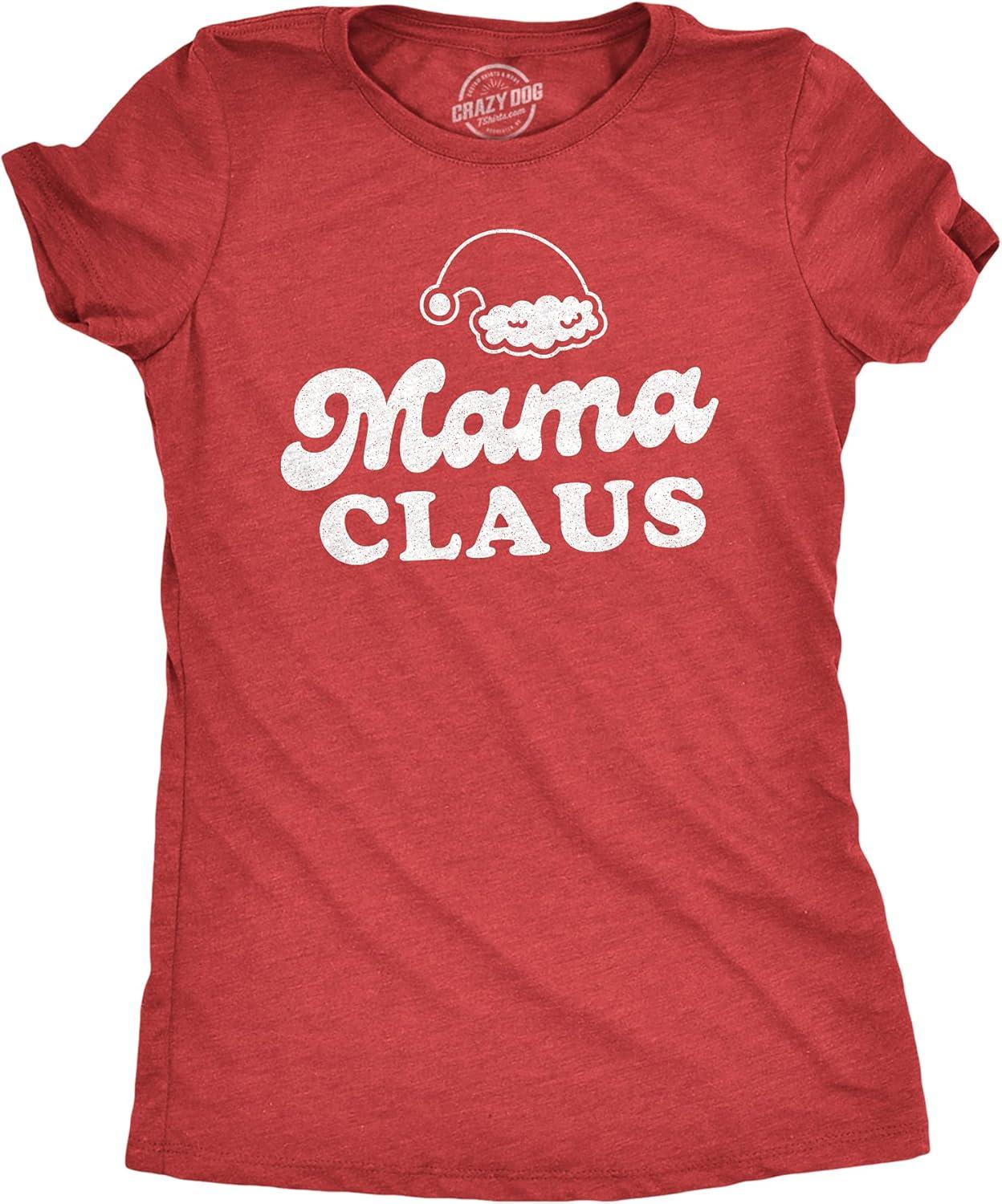 imageCrazy Dog TShirts Papa Mama Uncle Auntie Claus Family Christmas Photo Group Matching Novelty TeesHeather Red Mama