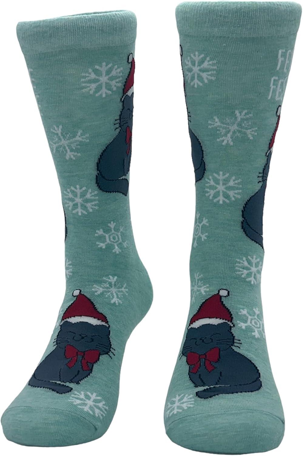 imageCrazy Dog Womens Christmas Socks Cute Cozy Festive Xmas Socks for The HolidaysFeline Festive