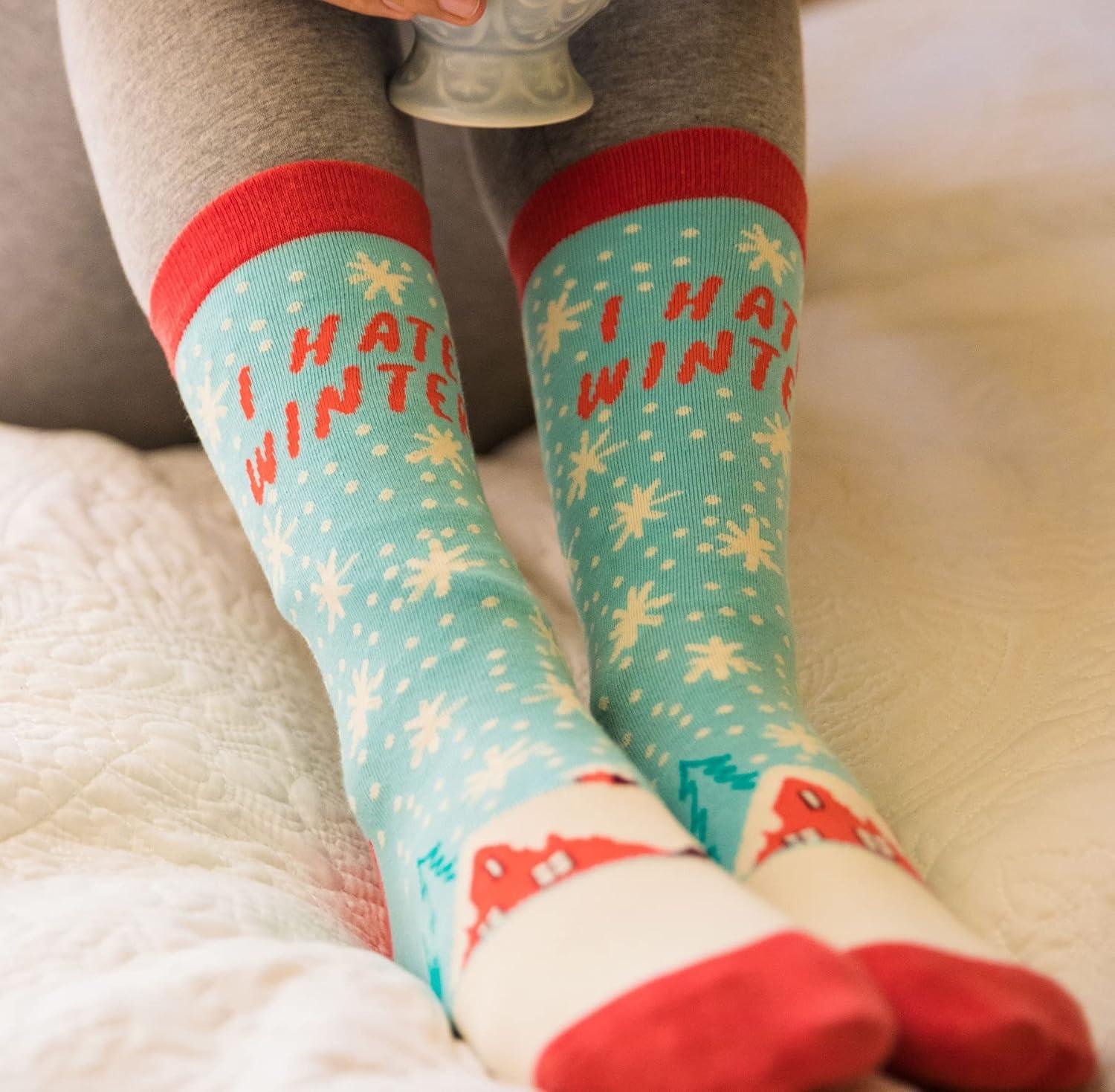 imageCrazy Dog Womens Christmas Socks Cute Cozy Festive Xmas Socks for The HolidaysHate Winter