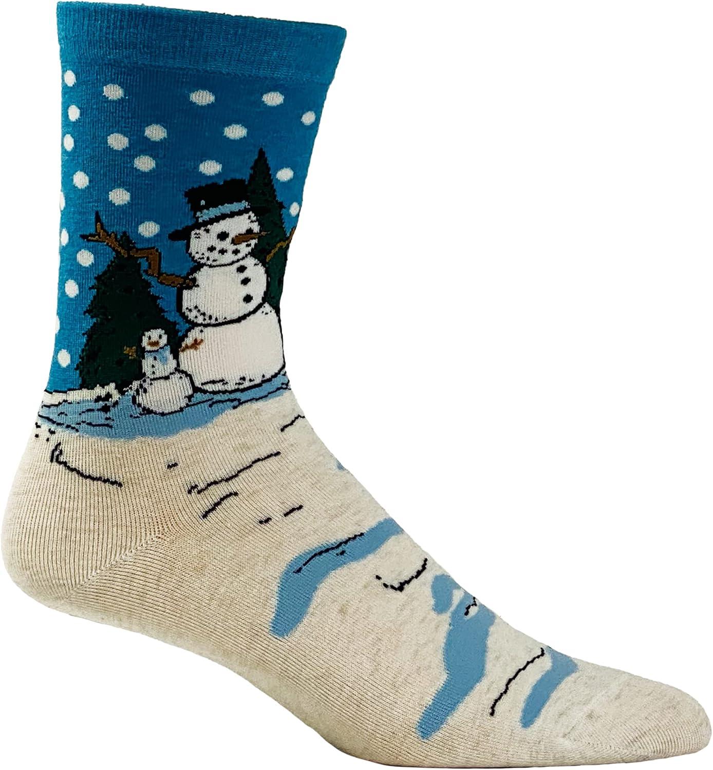 imageCrazy Dog Womens Christmas Socks Cute Cozy Festive Xmas Socks for The HolidaysSnowman Scene