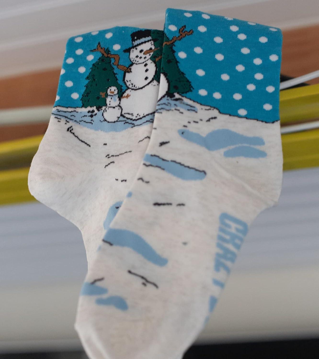 imageCrazy Dog Womens Christmas Socks Cute Cozy Festive Xmas Socks for The HolidaysSnowman Scene