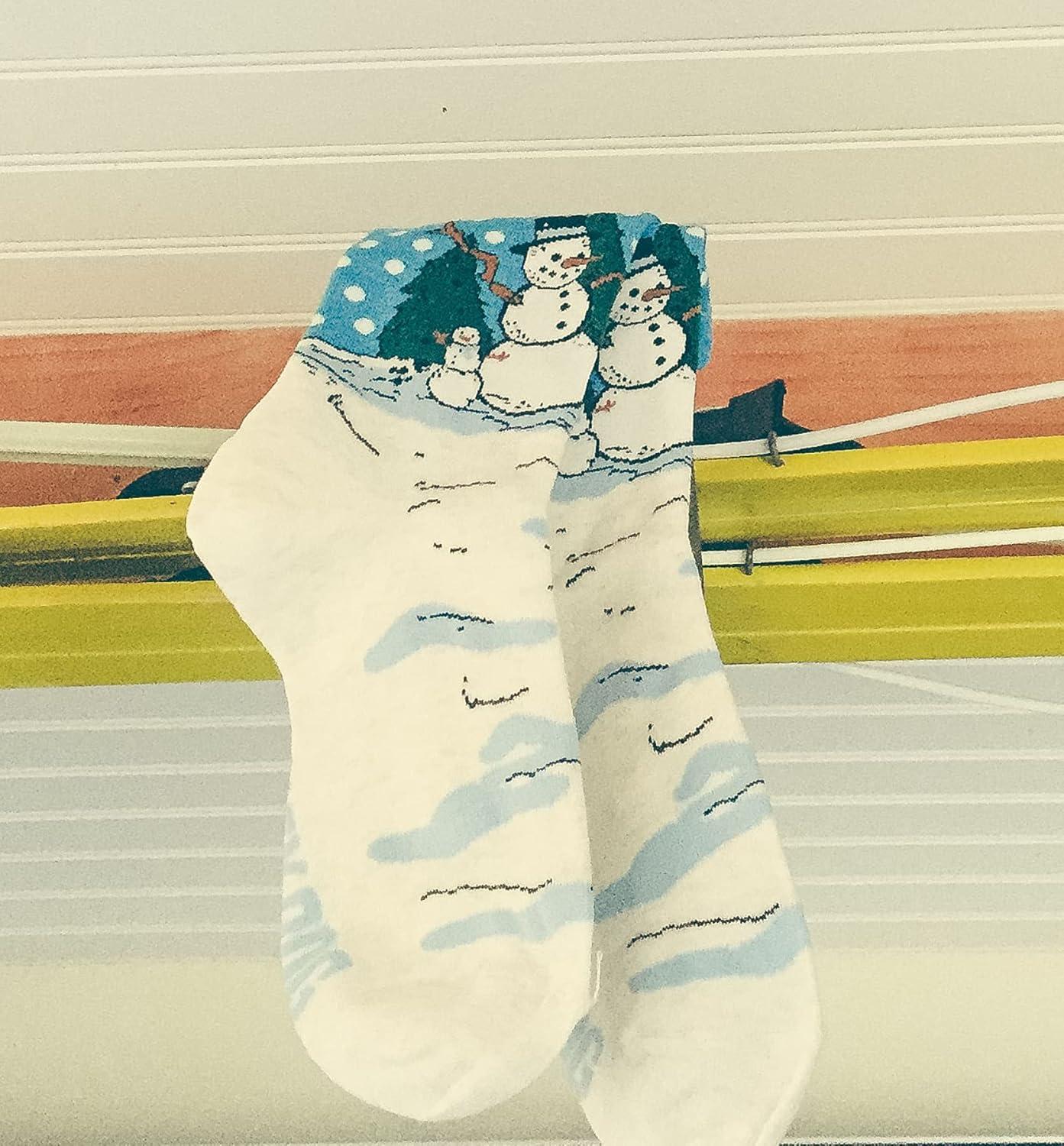 imageCrazy Dog Womens Christmas Socks Cute Cozy Festive Xmas Socks for The HolidaysSnowman Scene