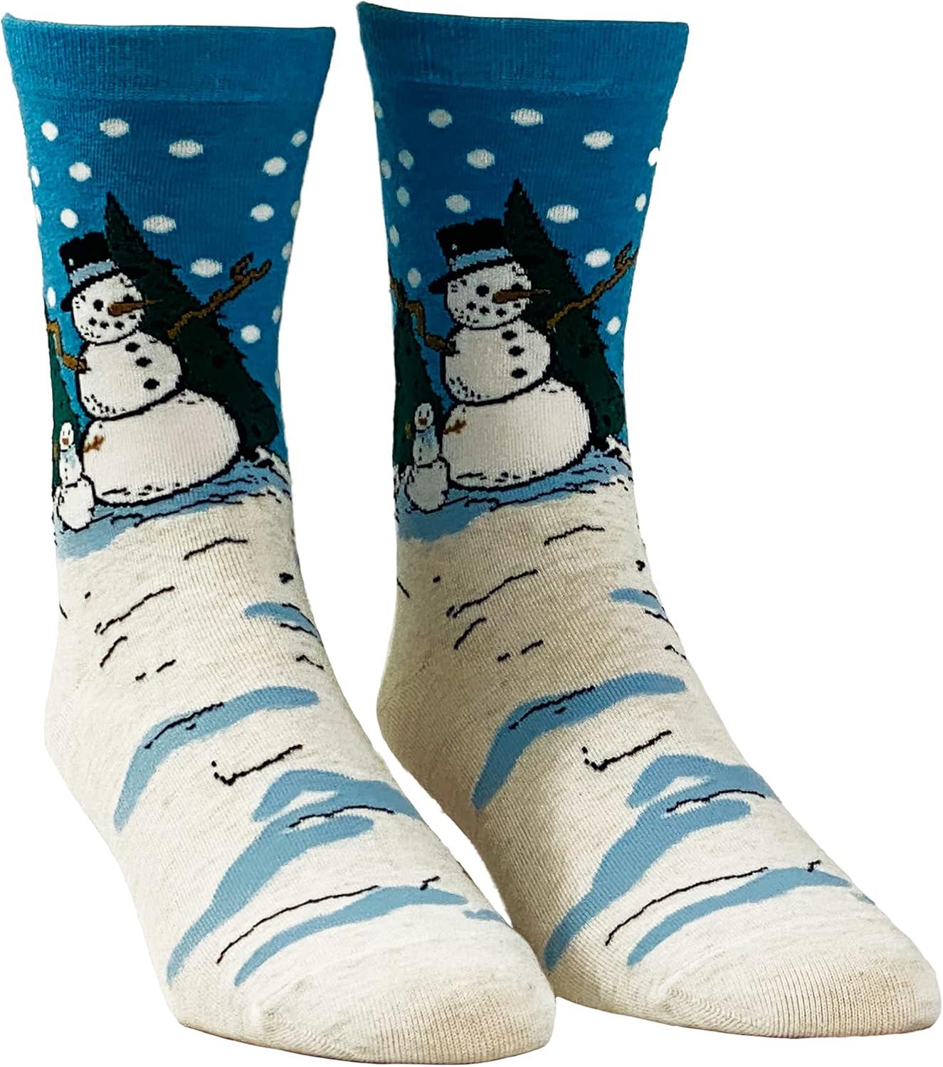 imageCrazy Dog Womens Christmas Socks Cute Cozy Festive Xmas Socks for The HolidaysSnowman Scene