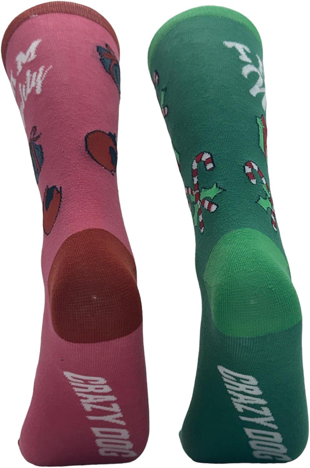 imageCrazy Dog Womens Christmas Socks Cute Cozy Festive Xmas Socks for The HolidaysTeam Naughty Nice
