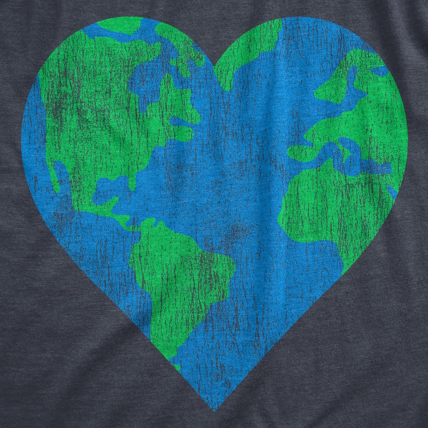 imageWomens Earth Day T Shirt Funny Awesome Environmental Nature Recycling Tee for LadiesHeather Navy Earth Heart