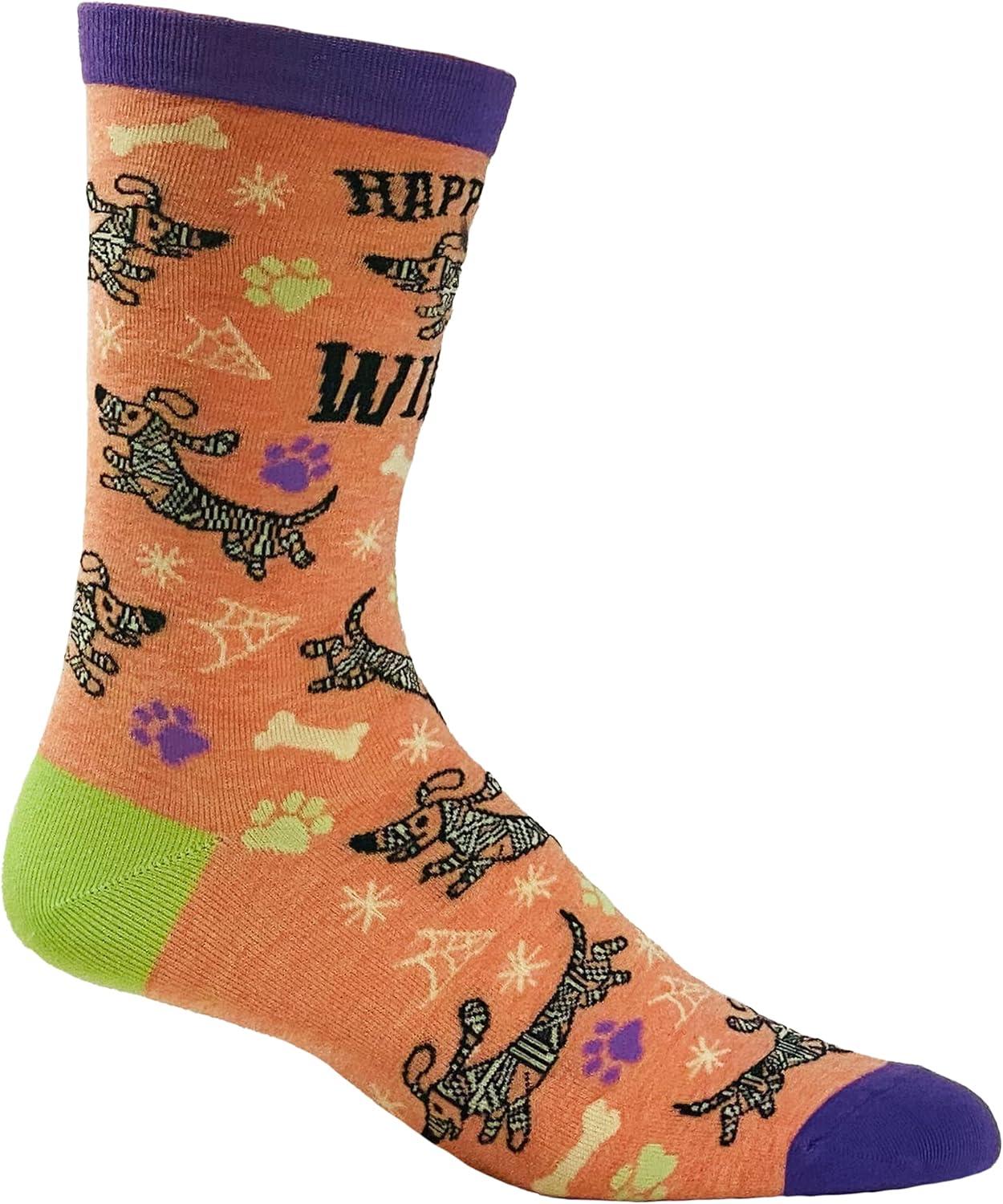 imageWomens Happy Hallowiener Socks Funny Halloween Pet Dog Puppy Dachshund Lover Footwear