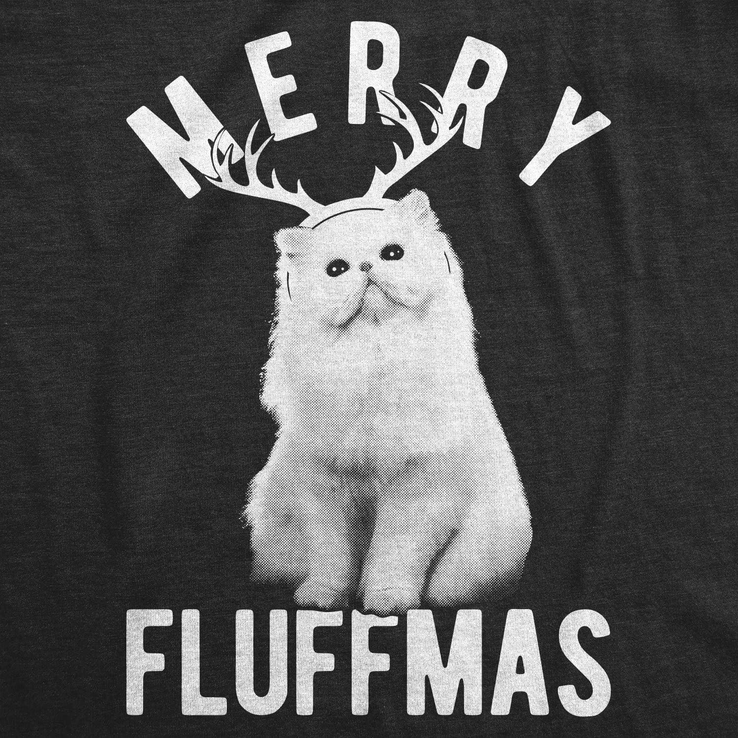 imageWomens Merry Fluffmas T Shirt Funny Christmas Cat TeeBlack