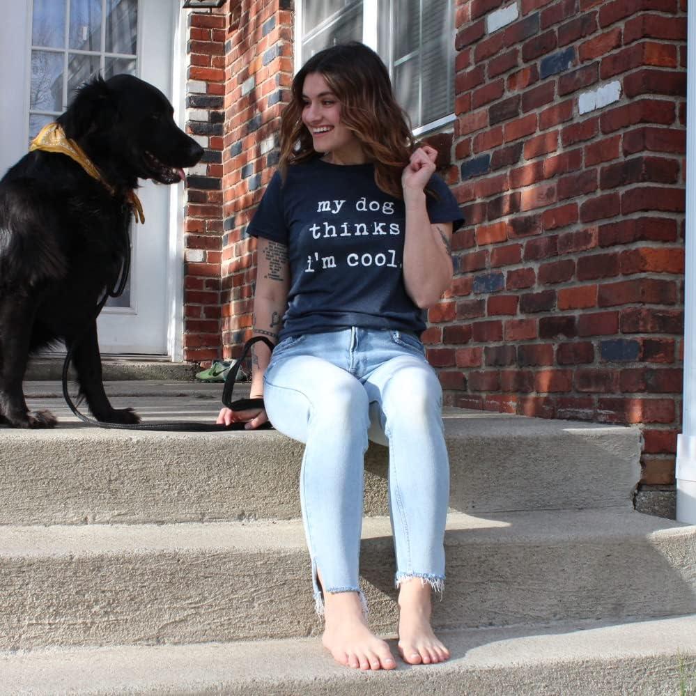 imageWomens My Dog Thinks Im Cool T Shirt Funny Pet Lover Novelty Gift Cute GraphicHeather Navy Dog Cool