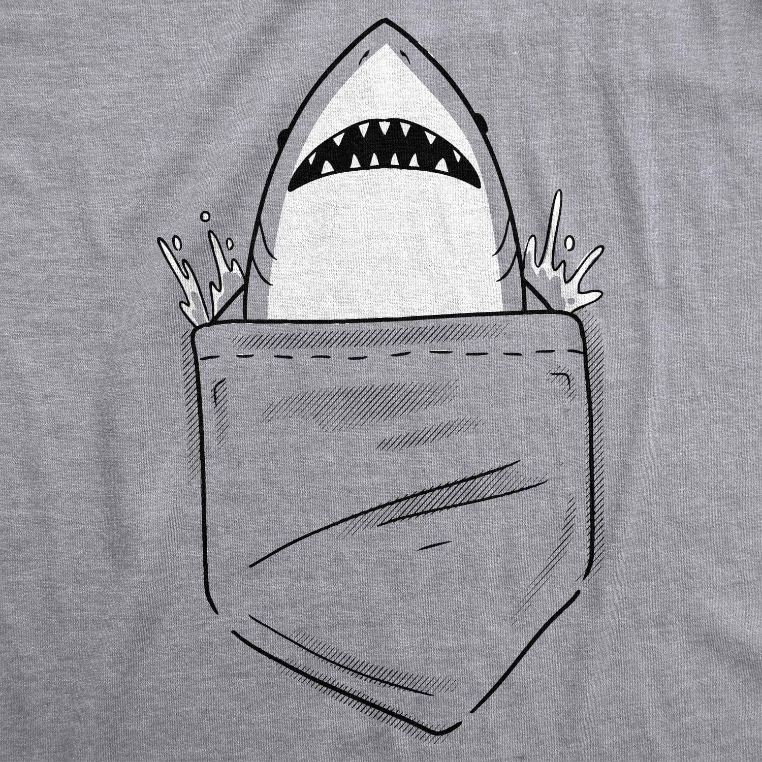 imageWomens Pocket Shark Funny T Shirts Printed Graphic Jaws Cool Shark Novelty T ShirtLight Heather Grey Pocket Shark