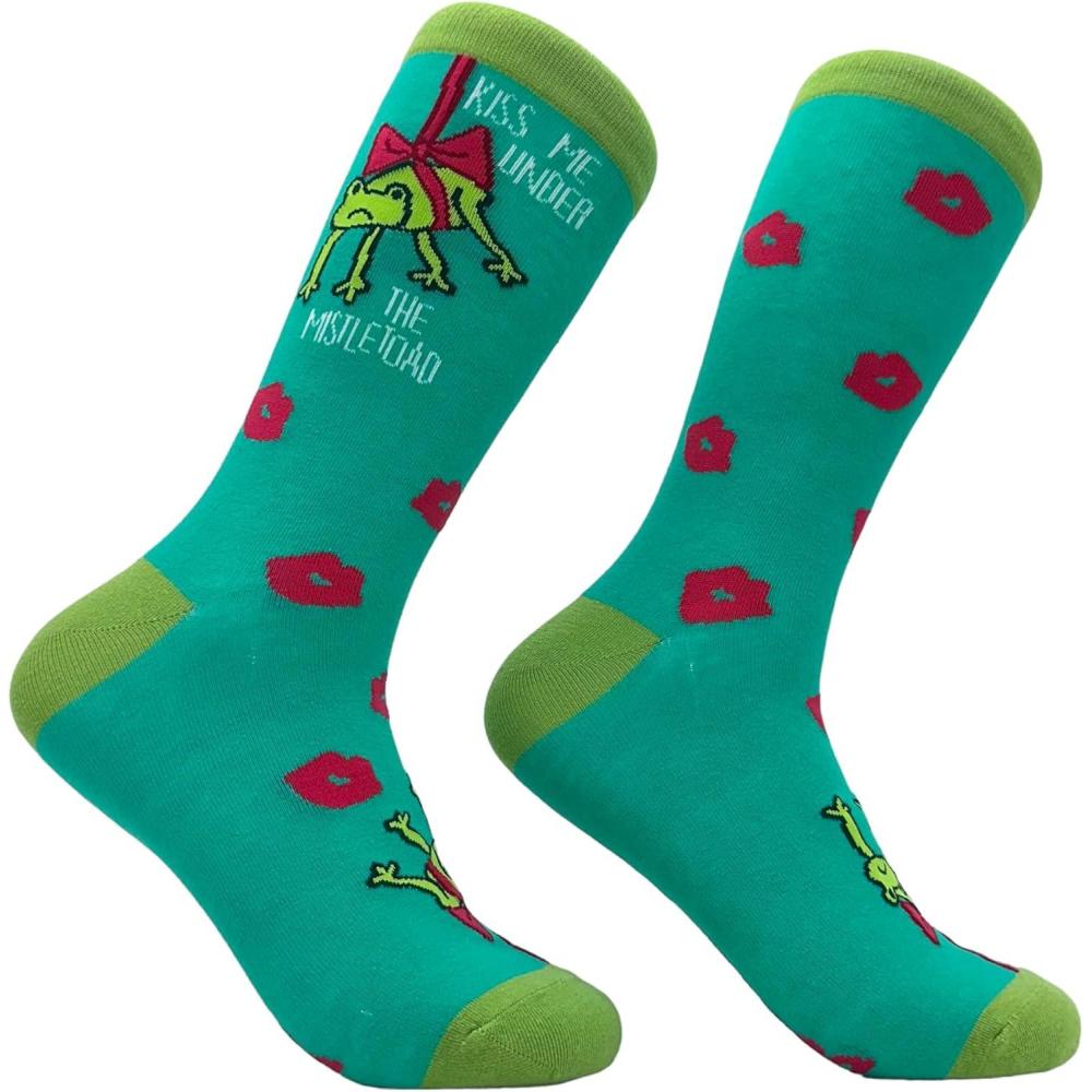 imageCrazy Dog Womens Christmas Socks Cute Cozy Festive Xmas Socks for The HolidaysMistletoad