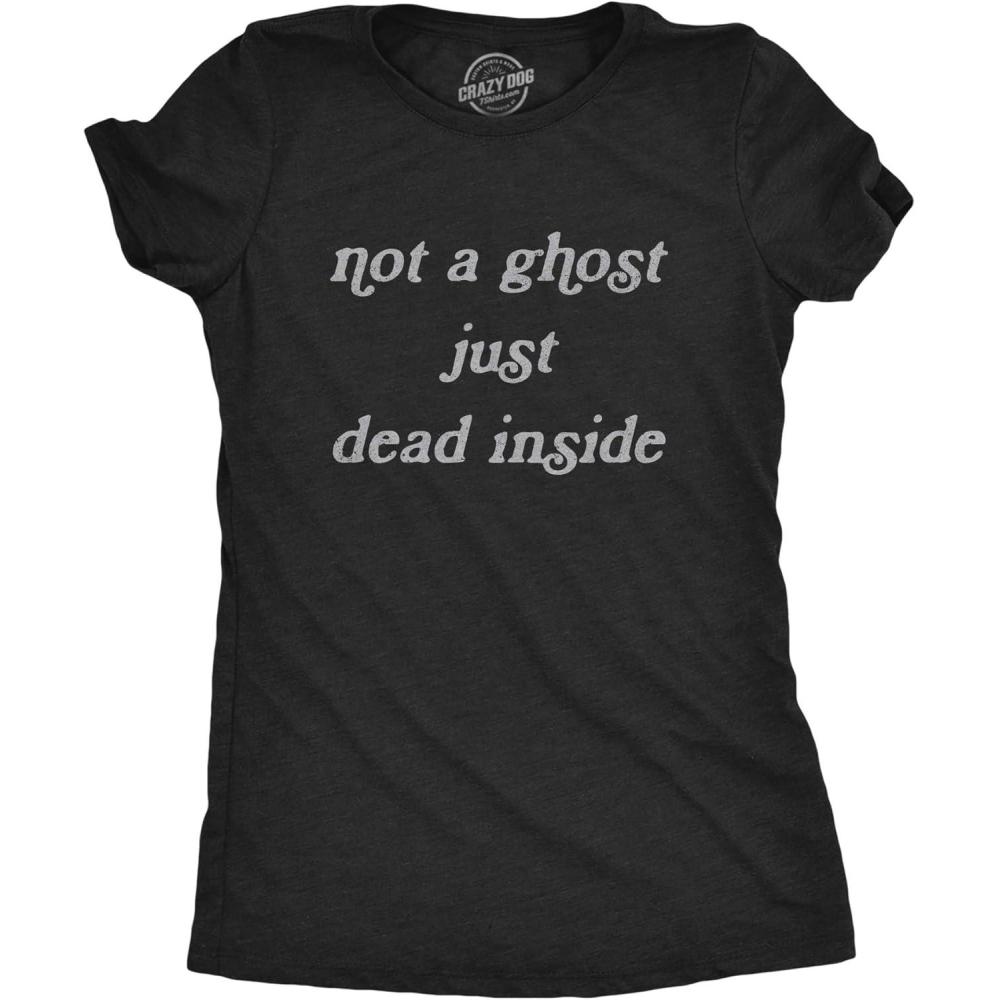 imageFunny Womens Halloween T Shirts Drinking T Shirts for Halloween Party Cute Tees for WomenHeather Black Not a Ghost