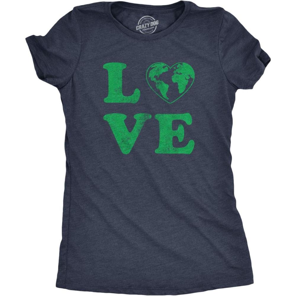 imageWomens Earth Day T Shirt Funny Awesome Environmental Nature Recycling Tee for LadiesHeather Navy Love Earth
