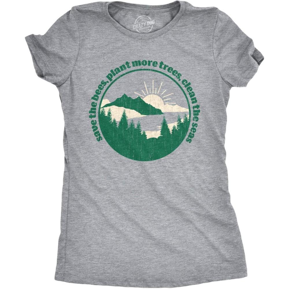 imageWomens Earth Day T Shirt Funny Awesome Environmental Nature Recycling Tee for LadiesLight Heather Grey Save Bees