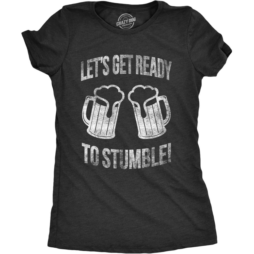 imageWomens Funny St Patricks Day T Shirts for Girls Cute Tees for Saint Patricks DayHeather Black Ready to Stumble