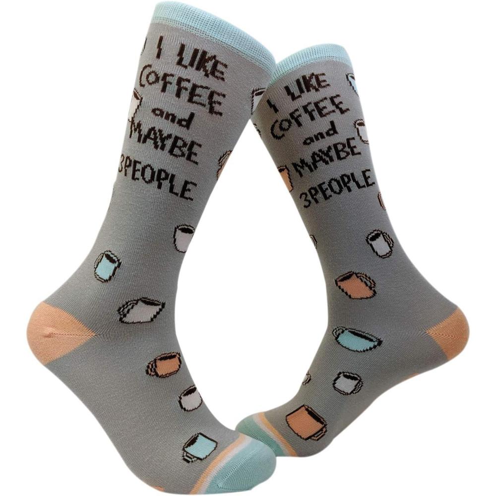 imageWomens I Like Coffee And Maybe 3 People Socks Funny Saying Sock Sarcastic Humor Caffeine Lover Novelty Footwear