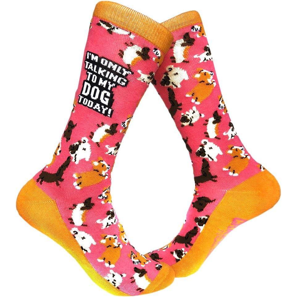 imageWomens Im Only Talking to My Dog Today Socks Funny Pet Mom Novelty Footwear